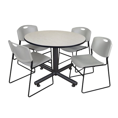 Kobe Kobe Round Table & Chair Set, Wood, Metal, Polypropylene Top TKB48RNDPL44GY